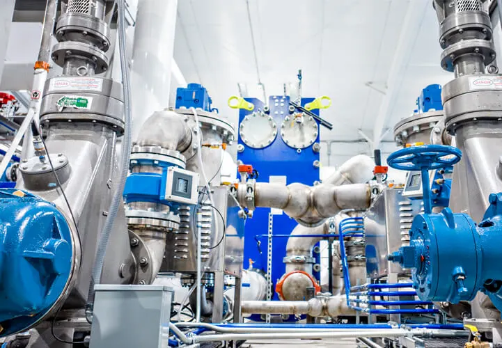 Blue and silver machine equipment location inside our CenTrio National Western Center plant.