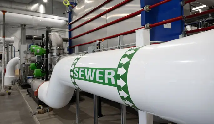 Photo of a sewer pipe within our CenTrio Plant at the National Western Center in Denver, CO.