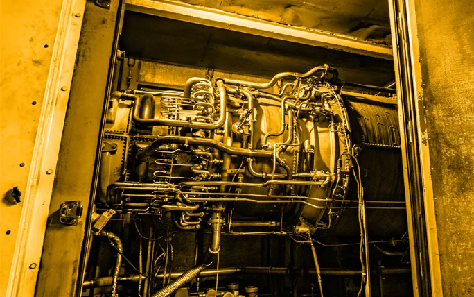Yellow color overlay photo showing our (CHP) cogeneration unit at our CenTrio plant at LSU.