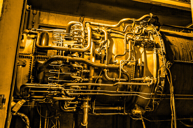 Yellow color overlay photo showing our (CHP) cogeneration unit at our CenTrio plant at LSU.