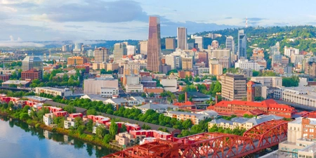 Skyline photo of downtown Portland.