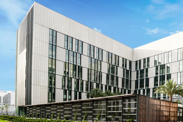 Front view from street level of the outside of the University Medical Center New Orleans