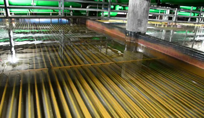 Photo of our ice storage room in one of our CenTrio Chicago plants zoomed in on the coils.