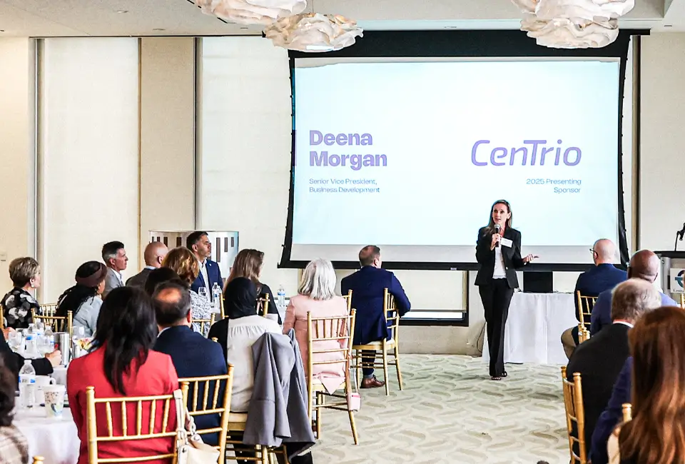 CenTrio’s Senior Vice President of Business Development speaking at a Central Houston members breakfast.